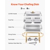 image:imageVEVOR Chafing Dish Buffet Set 8 Qt 6 Pack Stainless Steel Chafer with 6 Full Size Pans Rectangle Catering Warmer Server with Lid Water Pan Stand Fuel Holder for Weddings Parties Banquets SilverGold