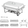 image:imageVEVOR Chafing Dish Buffet Set 8 Qt 6 Pack Stainless Steel Chafer with 6 Full Size Pans Rectangle Catering Warmer Server with Lid Water Pan Stand Fuel Holder for Weddings Parties Banquets SilverSilver