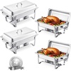 image:imageVEVOR Chafing Dish Buffet Set 8 Qt 6 Pack Stainless Steel Chafer with 6 Full Size Pans Rectangle Catering Warmer Server with Lid Water Pan Stand Fuel Holder for Weddings Parties Banquets SilverSilver