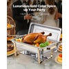 image:imageVEVOR Chafing Dish Buffet Set 8 Qt 6 Pack Stainless Steel Chafer with 6 Full Size Pans Rectangle Catering Warmer Server with Lid Water Pan Stand Fuel Holder for Weddings Parties Banquets SilverGold