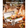 image:imageVEVOR Chafing Dish Buffet Set 8 Qt 6 Pack Stainless Steel Chafer with 6 Full Size Pans Rectangle Catering Warmer Server with Lid Water Pan Stand Fuel Holder for Weddings Parties Banquets SilverSilver