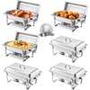 image:imageVEVOR Chafing Dish Buffet Set 8 Qt 6 Pack Stainless Steel Chafer with 6 Full Size Pans Rectangle Catering Warmer Server with Lid Water Pan Stand Fuel Holder for Weddings Parties Banquets SilverSilver
