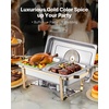 image:imageVEVOR Chafing Dish Buffet Set 8 Qt 6 Pack Stainless Steel Chafer with 6 Full Size Pans Rectangle Catering Warmer Server with Lid Water Pan Stand Fuel Holder for Weddings Parties Banquets SilverGold
