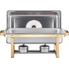 image:imageVEVOR Chafing Dish Buffet Set 8 Qt 6 Pack Stainless Steel Chafer with 6 Full Size Pans Rectangle Catering Warmer Server with Lid Water Pan Stand Fuel Holder for Weddings Parties Banquets SilverGold