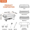 image:imageVEVOR Chafing Dish Buffet Set 8 Qt 6 Pack Stainless Steel Chafer with 6 Full Size Pans Rectangle Catering Warmer Server with Lid Water Pan Stand Fuel Holder for Weddings Parties Banquets SilverSilver