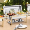 image:imageVEVOR Chafing Dish Buffet Set 8 Qt 6 Pack Stainless Steel Chafer with 6 Full Size Pans Rectangle Catering Warmer Server with Lid Water Pan Stand Fuel Holder for Weddings Parties Banquets SilverGold