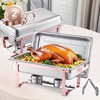 image:imageVEVOR Chafing Dish Buffet Set 8 Qt 6 Pack Stainless Steel Chafer with 6 Full Size Pans Rectangle Catering Warmer Server with Lid Water Pan Stand Fuel Holder for Weddings Parties Banquets SilverRose Gold