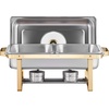 image:imageVEVOR Chafing Dish Buffet Set 8 Qt 6 Pack Stainless Steel Chafer with 6 Full Size Pans Rectangle Catering Warmer Server with Lid Water Pan Stand Fuel Holder for Weddings Parties Banquets SilverGold