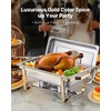 image:imageVEVOR Chafing Dish Buffet Set 8 Qt 6 Pack Stainless Steel Chafer with 6 Full Size Pans Rectangle Catering Warmer Server with Lid Water Pan Stand Fuel Holder for Weddings Parties Banquets SilverGold
