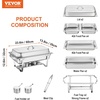 image:imageVEVOR Chafing Dish Buffet Set 8 Qt 6 Pack Stainless Steel Chafer with 6 Full Size Pans Rectangle Catering Warmer Server with Lid Water Pan Stand Fuel Holder for Weddings Parties Banquets SilverSilver