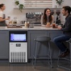 image:imageVEVOR Commercial Ice Maker Machine with Pump 100 lbs24h with 30 lbs Storage Capacity BuiltinFreestandingUnder Counter Stainless Steel Ice Maker with LED Display amp SelfCleaning for Home Bar130lbs24HMoonShaped Icewith Pump