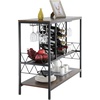 image:imageVEVOR Corner Industrial Bar Cabinet Wine Table for Liquor amp Glasses Sideboard Buffet Cabinet with Glass Holder Freestanding Farmhouse Wood Coffee Bar Cabinet for Living Room Home Bar Black Walnut394D x 157W x 337H