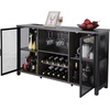 image:imageVEVOR Corner Industrial Bar Cabinet Wine Table for Liquor amp Glasses Sideboard Buffet Cabinet with Glass Holder Freestanding Farmhouse Wood Coffee Bar Cabinet for Living Room Home Bar Black Walnut55D x 138W x 323H