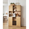 image:imageVEVOR Corner Industrial Bar Cabinet Wine Table for Liquor amp Glasses Sideboard Buffet Cabinet with Glass Holder Freestanding Farmhouse Wood Coffee Bar Cabinet for Living Room Home Bar Black Walnut157D x 394W x 677H
