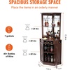 image:imageVEVOR Corner Industrial Bar Cabinet Wine Table for Liquor amp Glasses Sideboard Buffet Cabinet with Glass Holder Freestanding Farmhouse Wood Coffee Bar Cabinet for Living Room Home Bar Black Walnut148D x 13W x 724H