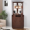 image:imageVEVOR Corner Industrial Bar Cabinet Wine Table for Liquor amp Glasses Sideboard Buffet Cabinet with Glass Holder Freestanding Farmhouse Wood Coffee Bar Cabinet for Living Room Home Bar Black Walnut148D x 13W x 724H