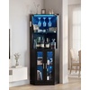 image:imageVEVOR Corner Industrial Bar Cabinet Wine Table for Liquor amp Glasses Sideboard Buffet Cabinet with Glass Holder Freestanding Farmhouse Wood Coffee Bar Cabinet for Living Room Home Bar Black Walnut197D x 197W x 669H