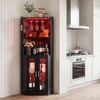 image:imageVEVOR Corner Industrial Bar Cabinet Wine Table for Liquor amp Glasses Sideboard Buffet Cabinet with Glass Holder Freestanding Farmhouse Wood Coffee Bar Cabinet for Living Room Home Bar Black Walnut197D x 197W x 669H