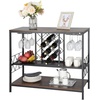 image:imageVEVOR Corner Industrial Bar Cabinet Wine Table for Liquor amp Glasses Sideboard Buffet Cabinet with Glass Holder Freestanding Farmhouse Wood Coffee Bar Cabinet for Living Room Home Bar Black Walnut394D x 157W x 337H