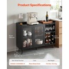 image:imageVEVOR Corner Industrial Bar Cabinet Wine Table for Liquor amp Glasses Sideboard Buffet Cabinet with Glass Holder Freestanding Farmhouse Wood Coffee Bar Cabinet for Living Room Home Bar Black Walnut157D x 472W x 354H