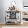 image:imageVEVOR Corner Industrial Bar Cabinet Wine Table for Liquor amp Glasses Sideboard Buffet Cabinet with Glass Holder Freestanding Farmhouse Wood Coffee Bar Cabinet for Living Room Home Bar Black Walnut394D x 157W x 337H