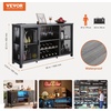 image:imageVEVOR Corner Industrial Bar Cabinet Wine Table for Liquor amp Glasses Sideboard Buffet Cabinet with Glass Holder Freestanding Farmhouse Wood Coffee Bar Cabinet for Living Room Home Bar Black Walnut55D x 138W x 323H