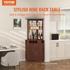 image:imageVEVOR Corner Industrial Bar Cabinet Wine Table for Liquor amp Glasses Sideboard Buffet Cabinet with Glass Holder Freestanding Farmhouse Wood Coffee Bar Cabinet for Living Room Home Bar Black Walnut148D x 13W x 724H