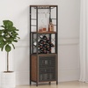 image:imageVEVOR Corner Industrial Bar Cabinet Wine Table for Liquor amp Glasses Sideboard Buffet Cabinet with Glass Holder Freestanding Farmhouse Wood Coffee Bar Cabinet for Living Room Home Bar Black Walnut12D x 18W x 61H