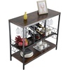image:imageVEVOR Corner Industrial Bar Cabinet Wine Table for Liquor amp Glasses Sideboard Buffet Cabinet with Glass Holder Freestanding Farmhouse Wood Coffee Bar Cabinet for Living Room Home Bar Black Walnut394D x 157W x 337H