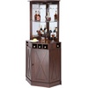 image:imageVEVOR Corner Industrial Bar Cabinet Wine Table for Liquor amp Glasses Sideboard Buffet Cabinet with Glass Holder Freestanding Farmhouse Wood Coffee Bar Cabinet for Living Room Home Bar Black Walnut148D x 13W x 724H
