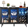 image:imageVEVOR Corner Industrial Bar Cabinet Wine Table for Liquor amp Glasses Sideboard Buffet Cabinet with Glass Holder Freestanding Farmhouse Wood Coffee Bar Cabinet for Living Room Home Bar Black Walnut157D x 472W x 354H