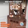 image:imageVEVOR Corner Industrial Bar Cabinet Wine Table for Liquor amp Glasses Sideboard Buffet Cabinet with Glass Holder Freestanding Farmhouse Wood Coffee Bar Cabinet for Living Room Home Bar Black Walnut148D x 13W x 724H