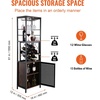 image:imageVEVOR Corner Industrial Bar Cabinet Wine Table for Liquor amp Glasses Sideboard Buffet Cabinet with Glass Holder Freestanding Farmhouse Wood Coffee Bar Cabinet for Living Room Home Bar Black Walnut12D x 18W x 61H