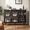 image:imageVEVOR Corner Industrial Bar Cabinet Wine Table for Liquor amp Glasses Sideboard Buffet Cabinet with Glass Holder Freestanding Farmhouse Wood Coffee Bar Cabinet for Living Room Home Bar Black Walnut157D x 472W x 354H
