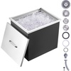 image:imageVEVOR Drop in Ice Chest 24 L x 20 W x 15 H Stainless Steel Ice Cooler Commercial Ice Bin with Hinged Cover 40 qt Outdoor Kitchen Ice Bar DrainPipe and Drain Plug Included for Cold Wine BeerSilver