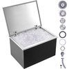 image:imageVEVOR Drop in Ice Chest 24 L x 20 W x 15 H Stainless Steel Ice Cooler Commercial Ice Bin with Hinged Cover 40 qt Outdoor Kitchen Ice Bar DrainPipe and Drain Plug Included for Cold Wine BeerSilver