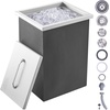 image:imageVEVOR Drop in Ice Chest 24 L x 20 W x 15 H Stainless Steel Ice Cooler Commercial Ice Bin with Hinged Cover 40 qt Outdoor Kitchen Ice Bar DrainPipe and Drain Plug Included for Cold Wine BeerSilver