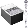 image:imageVEVOR Drop in Ice Chest 24 L x 20 W x 15 H Stainless Steel Ice Cooler Commercial Ice Bin with Hinged Cover 40 qt Outdoor Kitchen Ice Bar DrainPipe and Drain Plug Included for Cold Wine BeerSilver