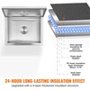image:imageVEVOR Drop in Ice Chest 24 L x 20 W x 15 H Stainless Steel Ice Cooler Commercial Ice Bin with Hinged Cover 40 qt Outdoor Kitchen Ice Bar DrainPipe and Drain Plug Included for Cold Wine BeerSilverblack