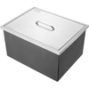 image:imageVEVOR Drop in Ice Chest 24 L x 20 W x 15 H Stainless Steel Ice Cooler Commercial Ice Bin with Hinged Cover 40 qt Outdoor Kitchen Ice Bar DrainPipe and Drain Plug Included for Cold Wine BeerSilver
