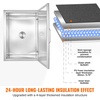 image:imageVEVOR Drop in Ice Chest 24 L x 20 W x 15 H Stainless Steel Ice Cooler Commercial Ice Bin with Hinged Cover 40 qt Outdoor Kitchen Ice Bar DrainPipe and Drain Plug Included for Cold Wine BeerSilver