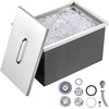image:imageVEVOR Drop in Ice Chest 24 L x 20 W x 15 H Stainless Steel Ice Cooler Commercial Ice Bin with Hinged Cover 40 qt Outdoor Kitchen Ice Bar DrainPipe and Drain Plug Included for Cold Wine BeerSilver