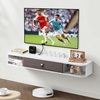 image:imageVEVOR Floating TV Stand 47 Wall Mounted TV Console Modern Floating Entertainment Center Under TV Shelf with Storage Cabinet for Bedroom amp Living Room WhiteWhite