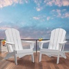 image:imageVEVOR Folding Adirondack Chairs Set of 2 with Cup Holder AllWeather Portable Plastic Fire Pit Chair Outdoor Adirondack Patio Chair with Relaxing Arm Rest Ergonomic for Garden Backyard WhiteWhite Plastic Adirondack Chairs Set of 2 With Cup Holder