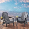 image:imageVEVOR Folding Adirondack Chairs Set of 2 with Cup Holder AllWeather Portable Plastic Fire Pit Chair Outdoor Adirondack Patio Chair with Relaxing Arm Rest Ergonomic for Garden Backyard WhiteGray Plastic Adirondack Chairs Set of 2 With Cup Holder