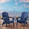 image:imageVEVOR Folding Adirondack Chairs Set of 2 with Cup Holder AllWeather Portable Plastic Fire Pit Chair Outdoor Adirondack Patio Chair with Relaxing Arm Rest Ergonomic for Garden Backyard WhiteNavy Blue Plastic Adirondack Chairs Set of 2 With Cup Holder