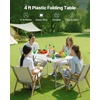 image:imageVEVOR Folding Table Heavy Duty Portable FoldinHalf Utility Table Indoor Outdoor Plastic Rectangle Table with Built in Handle for Party Dining Wedding Events Picnic Camping 8 ft White4 ft