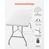 image:imageVEVOR Folding Table Heavy Duty Portable FoldinHalf Utility Table Indoor Outdoor Plastic Rectangle Table with Built in Handle for Party Dining Wedding Events Picnic Camping 8 ft White6 ft