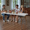image:imageVEVOR Folding Table Heavy Duty Portable FoldinHalf Utility Table Indoor Outdoor Plastic Rectangle Table with Built in Handle for Party Dining Wedding Events Picnic Camping 8 ft White6 ft