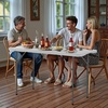 image:imageVEVOR Folding Table Heavy Duty Portable FoldinHalf Utility Table Indoor Outdoor Plastic Rectangle Table with Built in Handle for Party Dining Wedding Events Picnic Camping 8 ft White4 ft